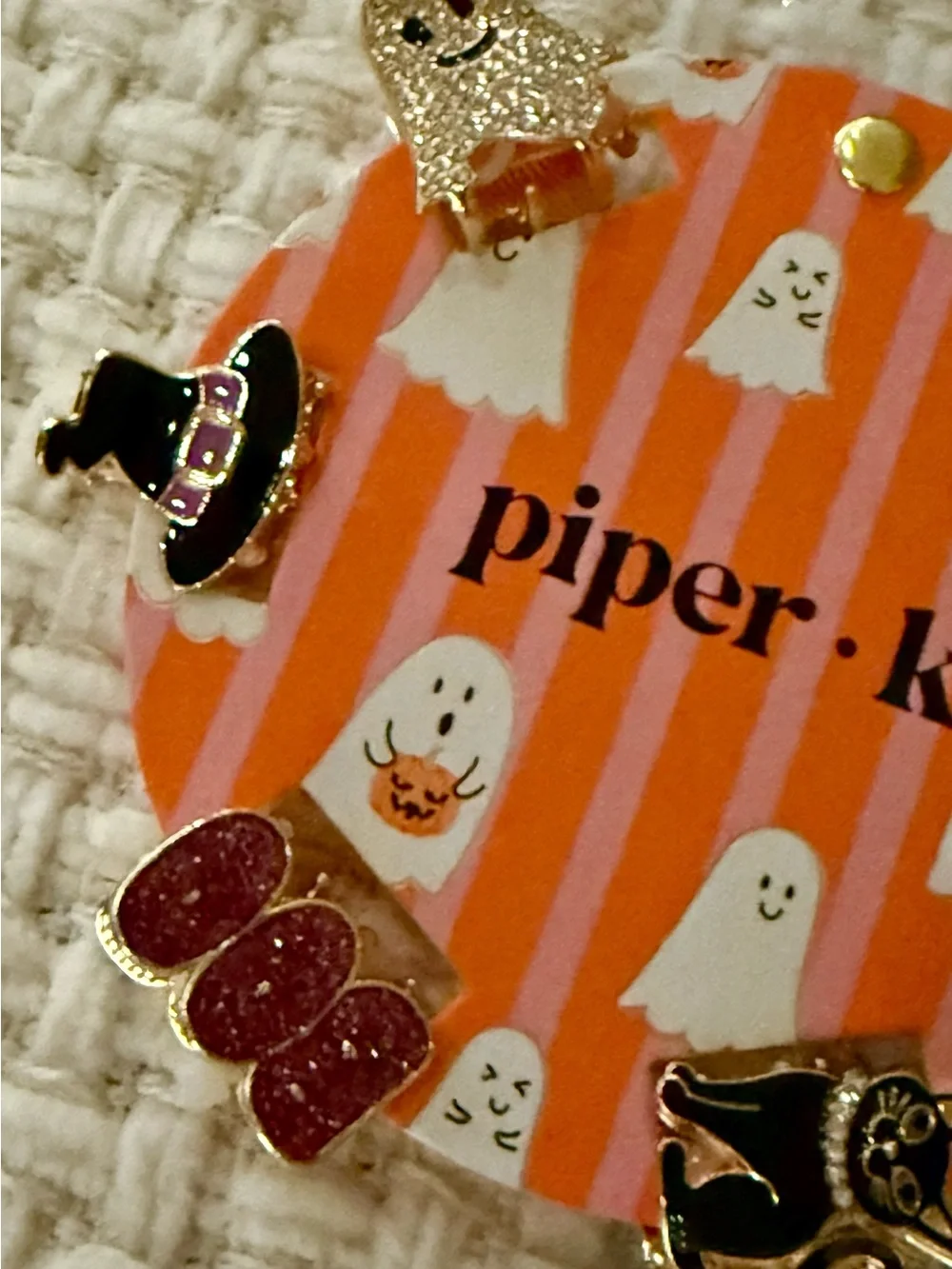 Piper K 🎃👻Halloween Rhinestone Hair Clip Set 6 Orange, Pink, Black, Gold NWT